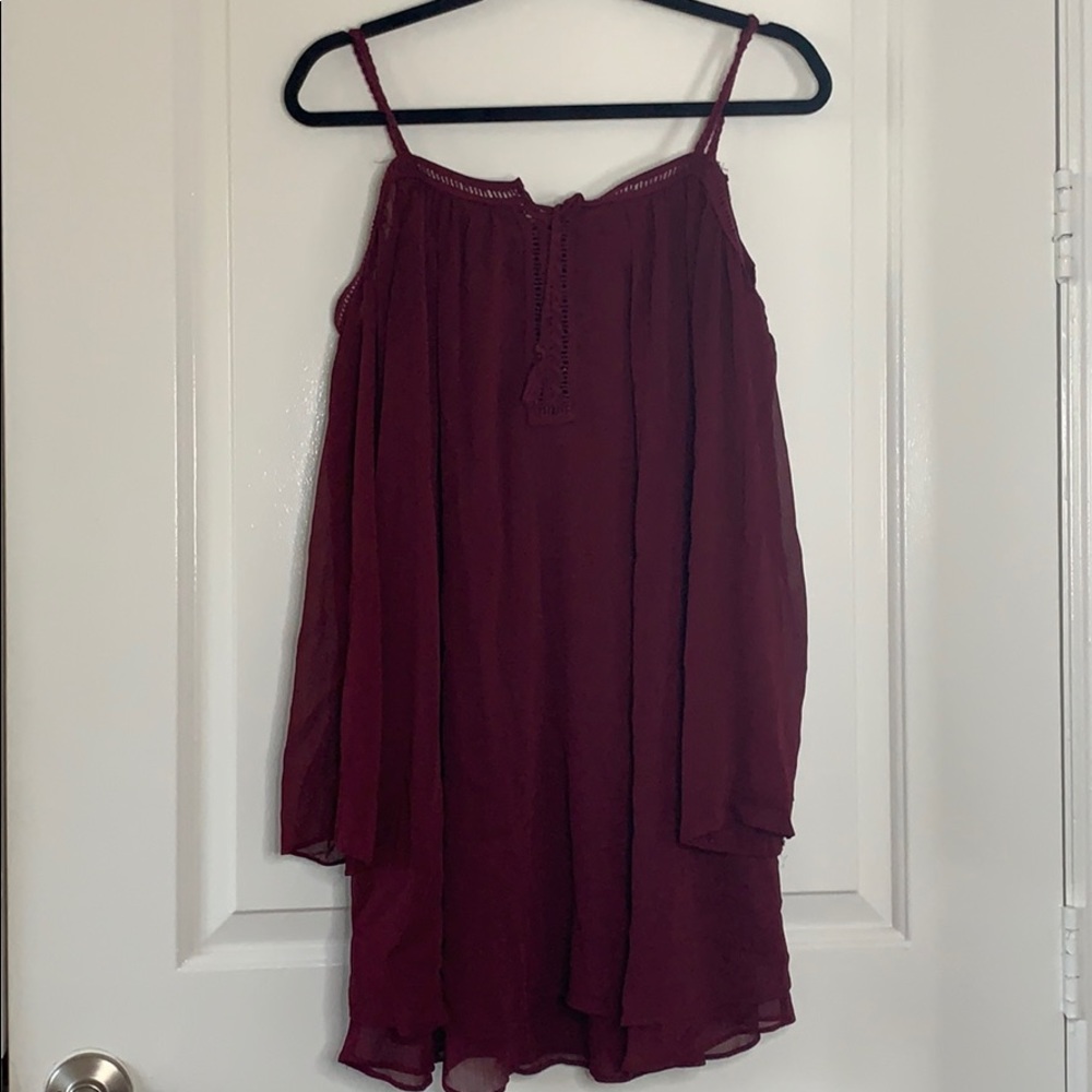 Off-The-Shoulder Dress - Maroon